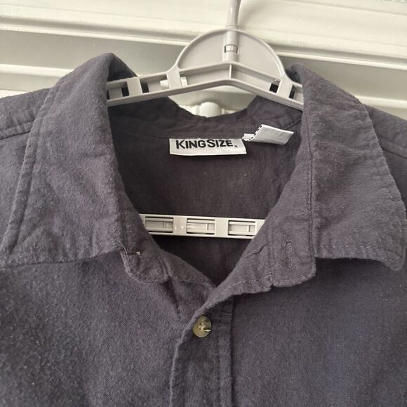 King Size Mens 3XB Big Gray Flannel Work Shirt Long Sleeve Rugged Warm Pockets - Picture 5 of 12